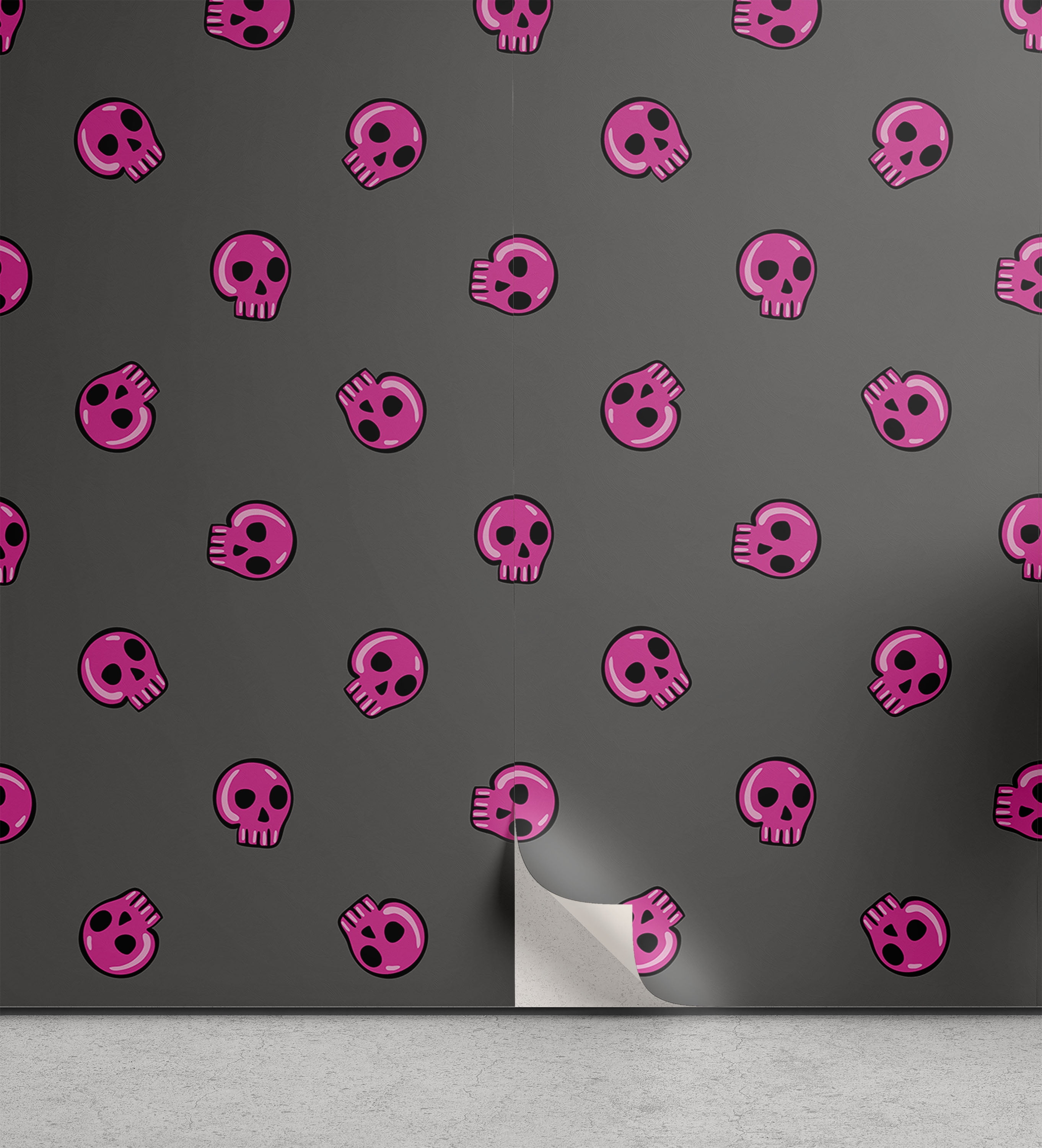 Skull Peel & Stick Wallpaper, Hand Drawn Style Pink Emo Skulls Teenager  Lifestyle Youth Culture, Self-Adhesive Living Room Kitchen Accent, 3 Sizes,  Dark Taupe Hot Pink, by Ambesonne 