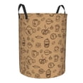 thumbnail image 2 of XMXT Collapsible Laundry Basket, Coffee Pencil Print Waterproof Polyester Laundry Hamper, 62L, 2 of 8