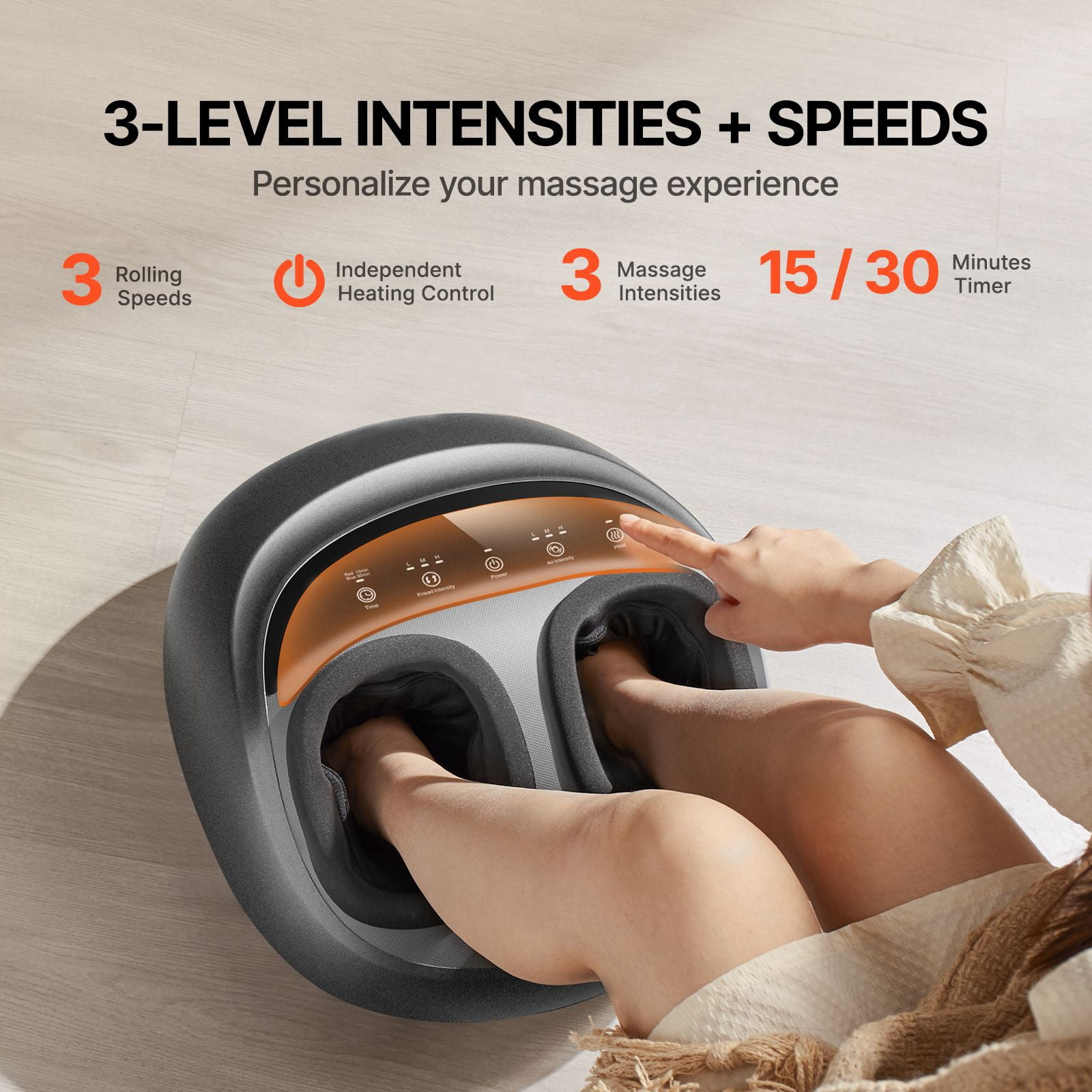Foot massager with hot acupressure deep kneading compression function, suitable for feet, men's and women's gifts, suitable for men's size 12.