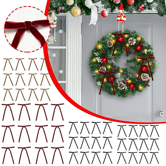 kladzum 12pcs Christmas Bows Velvet Christmas Tree Bow Decoration Wreath Bow Decoration, Mini Christmas Decorations Gift Bows