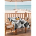 thumbnail image 2 of Outdoor Tablecloths with Umbrella Hole & Zipper, Black Geometric Moroccan Rectangle Tablecloth 52x70 Inch, Abstract Art Grey Ombre Modern Waterproof Table Cloth, Patio/Pool/Picnic Table Covers, 2 of 8