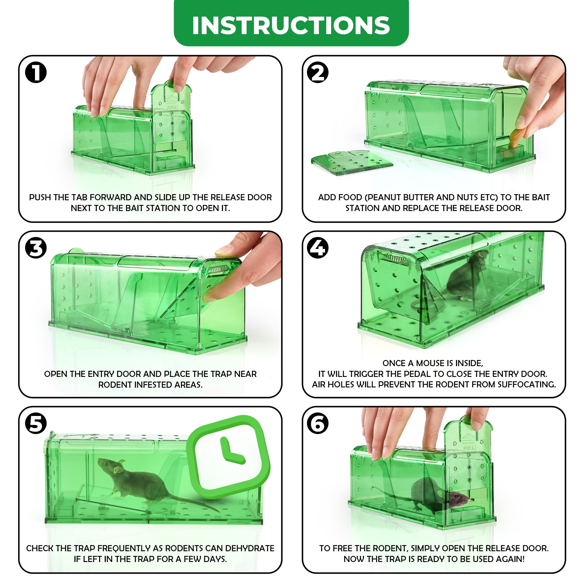Teal Elite Humane Mouse Trap, 4-Count Pack, Child-Resistant Indoor Rodent Traps