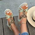 thumbnail image 6 of Summer Sandals Women Women's Fashion Casual Bohemian Roman Beach Leisure Round Toe Wedges Sandals Green, 6 of 9