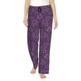 thumbnail image 2 of Lsque Retro Florals Purple Print Women's Pajama Pants, Lounge Pant - Comfortable Home Wear,Elastic Waistband, Stylish Design-Small, 2 of 9
