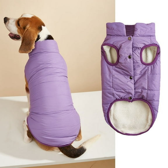 ERDOUY Windproof Dog Winter Jacket Dog Coat Warm Dog Vest Cold Weather Pet Apparel with 2 Layers Fleece Lined for Small Medium Large Dogs (3XL, Purple)