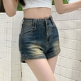 thumbnail image 2 of Npasoilc Denim Shorts for Women Trendy Button High Waisted Mini Shorts Lightweight Comfy Shorts Casual Loose Jean SHorts, 2 of 6