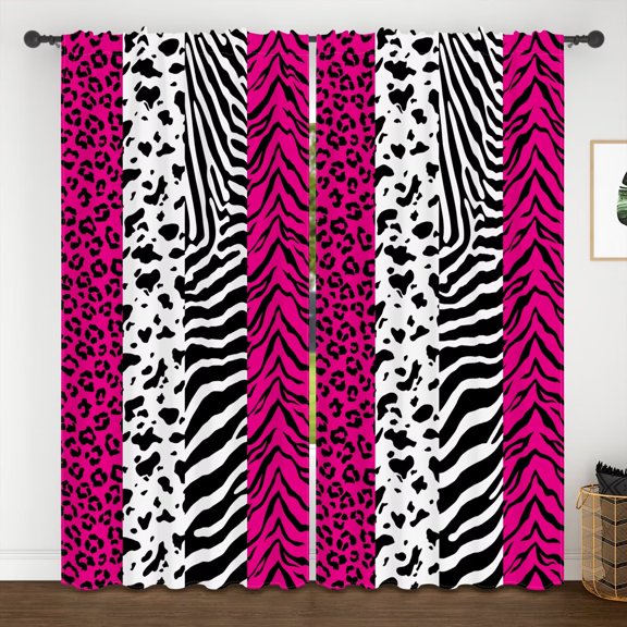 Lfeey Blackout Curtains, Wild Leopard Print Curtains with Rod Pocket, 42x63 Inches, 2 Panels