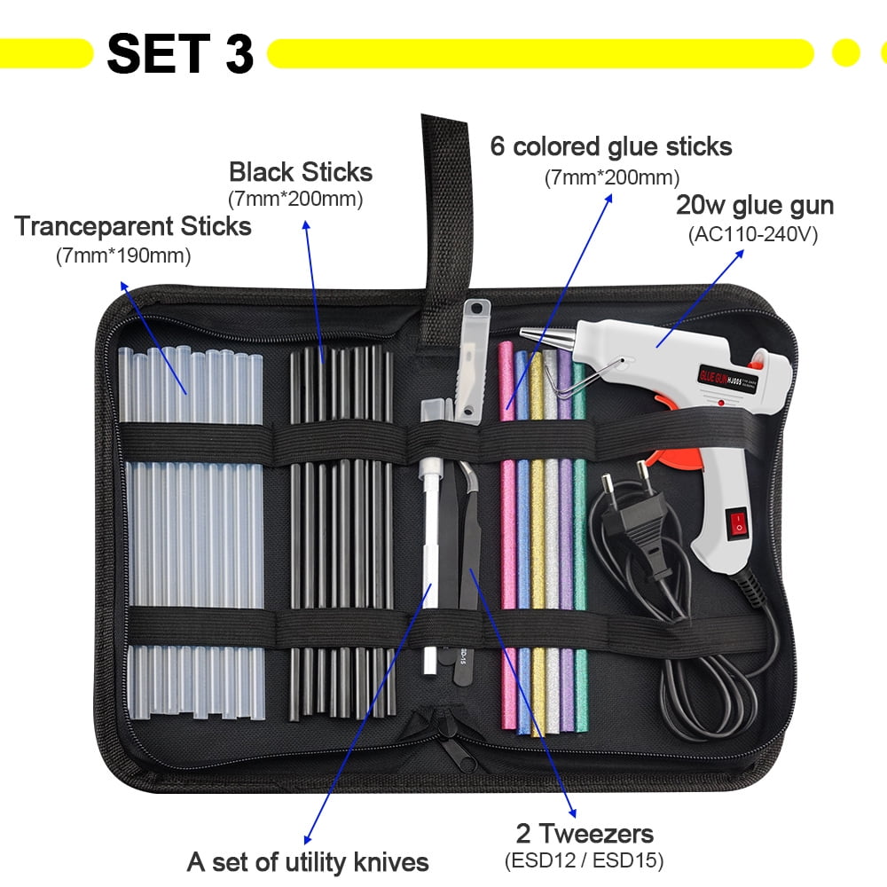 Inspiraflux 6-in-1 Set Electric Heat Hot Melt Professional DIY 20W High Temperature Glue Gun with Sticks