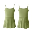 thumbnail image 7 of Girls Ballet Dress Leotard with Attached Chiffon Skirt Adjustable Spaghetti Strap Nylon Spandex Dance Wear for Kids Ages 4-14 Army Green,Size 14-15T, 7 of 7