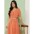 thumbnail image 5 of Janasya Women's Orange Georgette Digital Ethnic Printed Lehenga Choli, 5 of 8