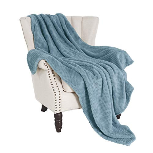 Exclusivo Mezcla Waffle Flannel Fleece Velvet Plush Large Throw Blanket– 50" x