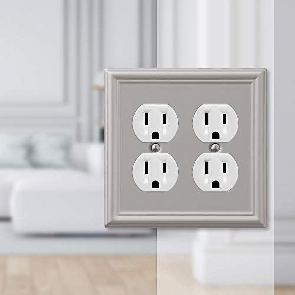 AmerTac 101540 2 Duplex Brushed Nickel Wall Plate