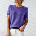 thumbnail image 2 of Purple Juniors Tops, Short Sleeve Lightweight Button Down Shirt Women, Polyester Athletic Tops, Women's Round Neck d Loose T Shirt With A Knit Bottom Top, 2 of 9