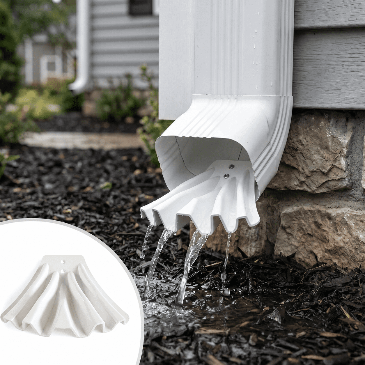 Rain Water Diverter Downspout Roof Gutter Splash Guard with Side Outlets Downspout Rainwater Dispersion Block for Ground Protection