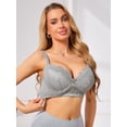thumbnail image 4 of INSPIRE CHIC Women's Lace Bra Underwire Full Coverage 5 Row Back Closure Side Support Wide Band Lingerie C 38 Gray, 4 of 4