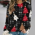 thumbnail image 3 of Womens Baggy Sweatshirts Christmas Clothes Printed Crewneck Pullover Long Sleeve Graphic Sweater Tops (XL, Red #E), 3 of 7