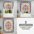 thumbnail image 5 of Boho Orange Blue Tie Up Curtain Valance for Window, Adjustable Rod Pocket Window Curtains Shades, Ethnic Vintage Boho Geometric Art Light Filtering Valance Drapes for Cafe Living Room Bedroom 52"x45", 5 of 9