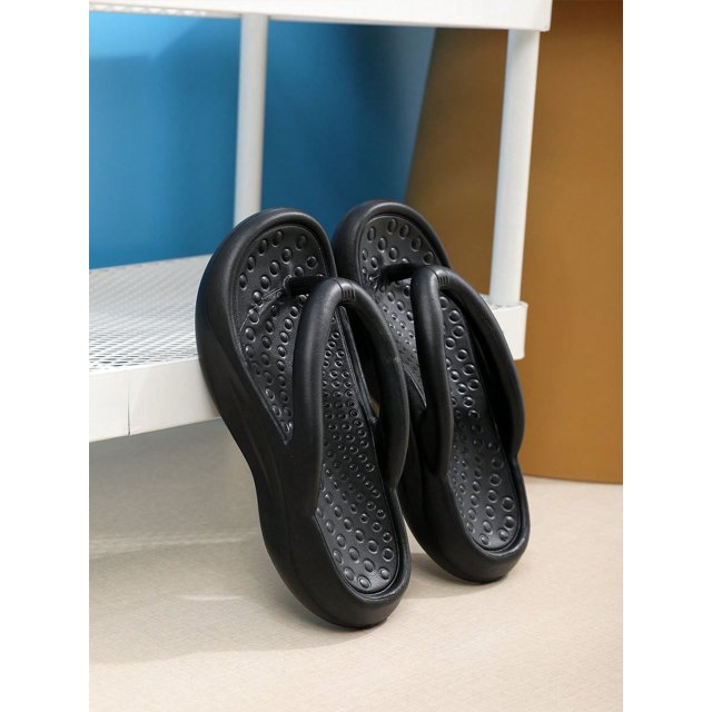 Women's Trendy Slip-On Flip Flops With Thick Anti-Skid 4cm Platform Soles, Suitable For Couples And As Beach Or Casual Wear