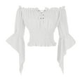 thumbnail image 1 of HongQid Blouse Paysanne Renaissance pour Femmes, Épaules Dénudées, Manches Trompette, 1 of 7