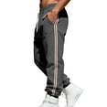 thumbnail image 4 of USNSM Men's Sweat Pants Loose Fit Joggers Casual Striped Pant Elastic Waist Sweatpants Drawstring Pockets Elastic Trousers Gray M, 4 of 9
