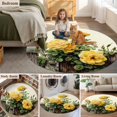 thumbnail image 5 of Spring Floral Round Area Rug 7Ft Washable Circle Rugs for Dorm Laundry Room, Yellow Roses Leaves Country Botanical Farmhouse Non-Slip Carpet Floor Mats Indoor Outdoor Carpet Runner Home Decor, 5 of 8