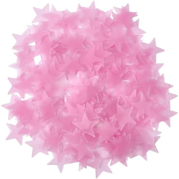 2 Sets 200Pcs Luminous Plastic Star Wall Stickers Self Adhesive Star Decals Glow in The Dark Paster for Room Wall Window Decorations Pearl Pink 28x29.5x1mm
