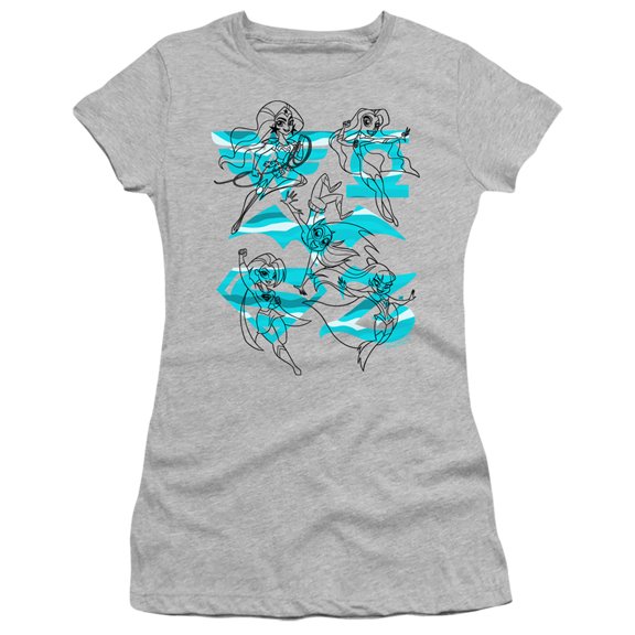 Dc Superhero Girls/Line Art Group S/S Junior Women's T-Shirt Sheer Athletic Heather