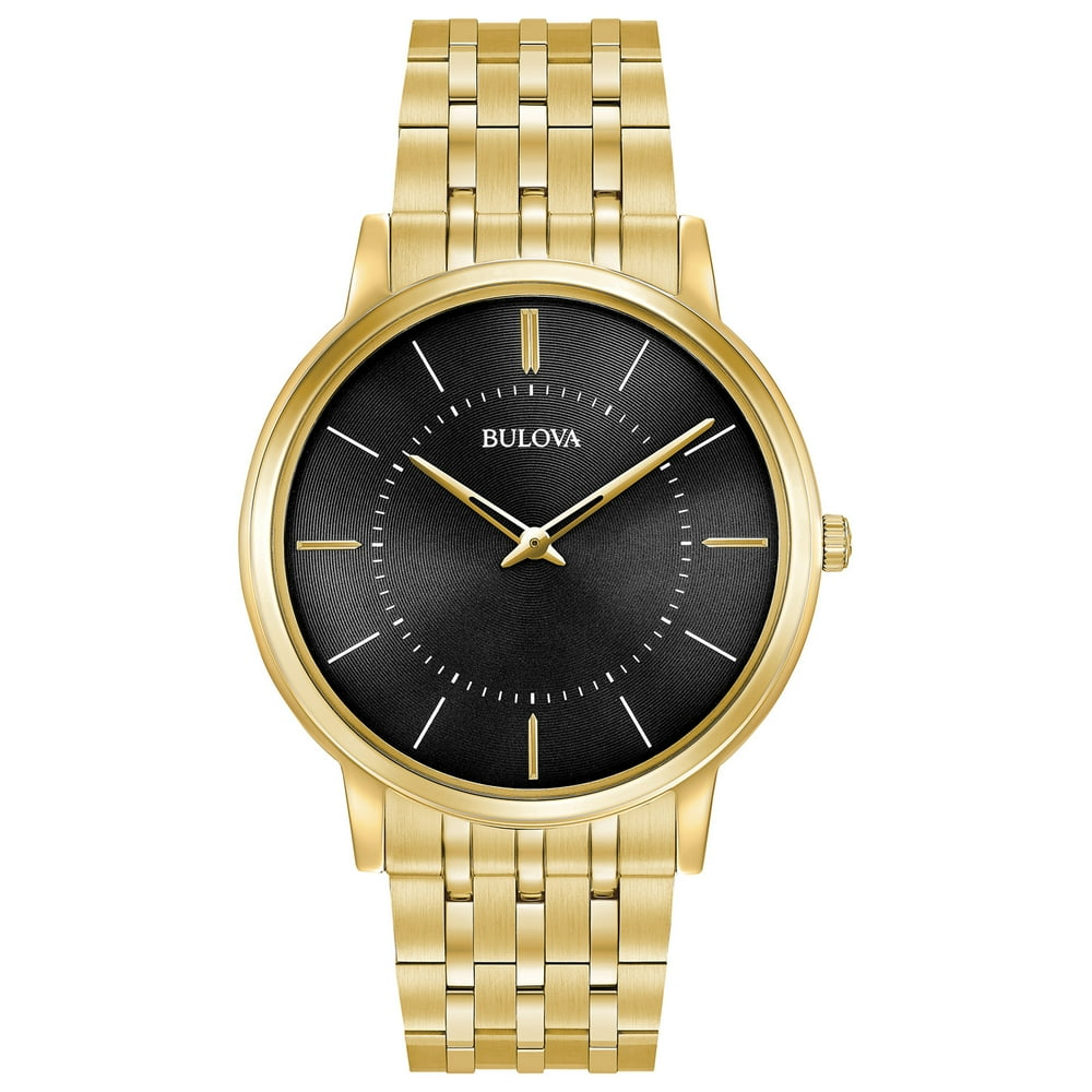 Bulova Bulova Men's Classic Black Dial Yellow Gold Plated Steel