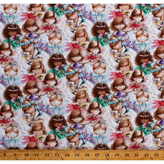 Cotton Fairies Kids Children's Fairy Garden Nicola Mason Cotton Fabric Print by the Yard (6740-53)