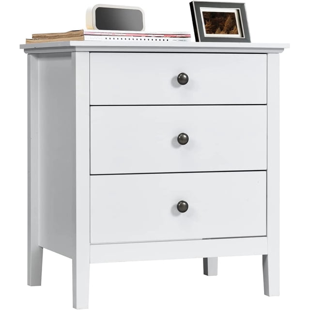 Mesita de Noche con 3 Cajones, Mesita de Noche, para Dormitorio, Salón, 60 x 45 x 66 CM (Blanco) Kuyhfg Sin marca