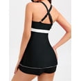 thumbnail image 2 of Traje de baño Tankini Hanna Nikole para mujer, 2 piezas, negro, talla 22+, 2 of 5
