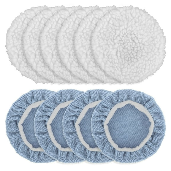 Zeiwohndc Pack Of 10 Car Polisher Pads Microfiber Wool Buffing Covers set for Auto Care