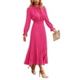thumbnail image 1 of Vestido PRETTYGARDEN 2025 Midi con Escote en V y Mangas Largas Rosa Rosado XXL, 1 of 8