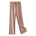 thumbnail image 2 of Womens Plus Size Pants High Waist Ice Silk Wide Leg Thin Sweatpants Loose Lightweight Casual Trousers for Women Khaki S, 2 of 3