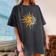 thumbnail image 1 of ICHUANYI Clearance Women's Vintage Sun And Printed Pattern Casual Short Sleeve Tops Blouse(Gray, M) ICHUANYI WER2023081200278, 1 of 8