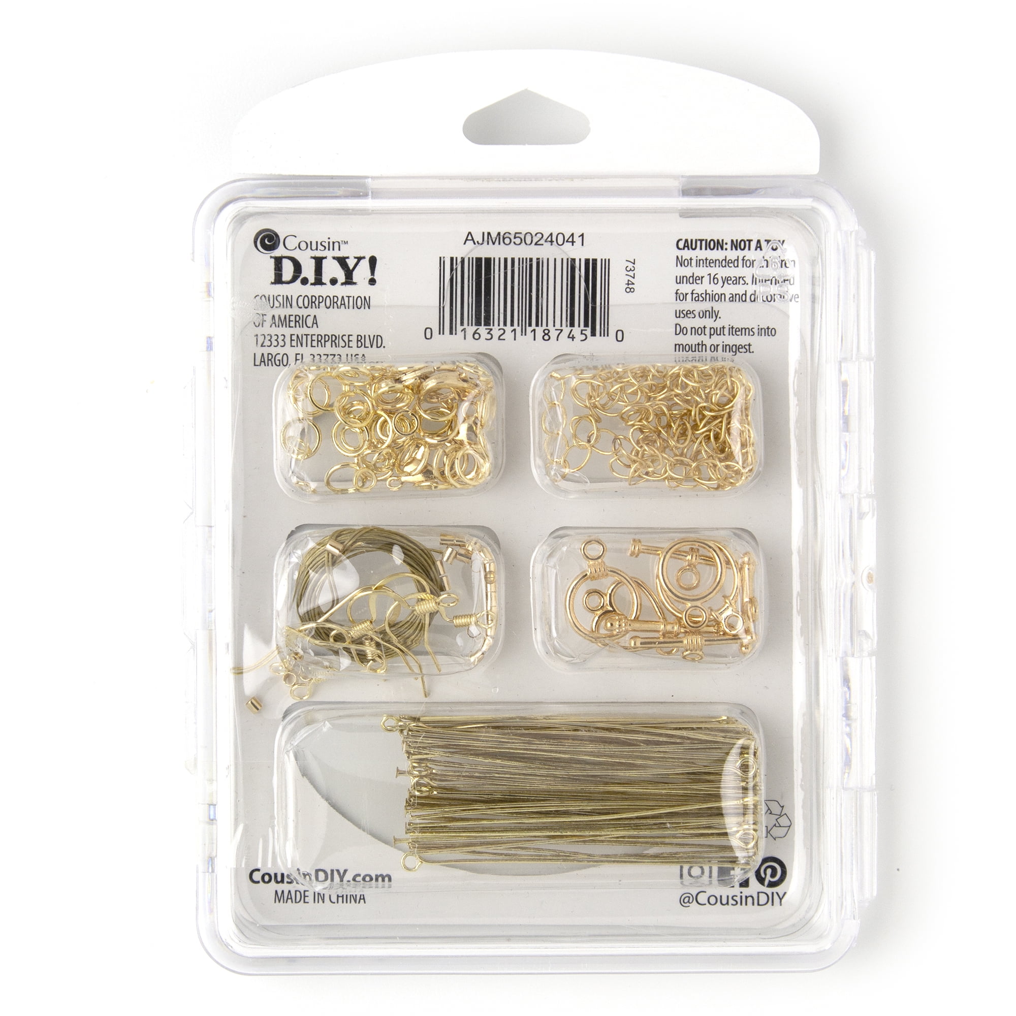 (2 pack) Cousin DIY Jewelry Making Findings Starter Pack, Soft Gold Finish Metal, 125 Piece