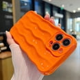 thumbnail image 2 of iPhone 14 Pro Max Case, Water Ripple Pattern Cute Bling Glitter Curly Wave Frame Phone Case for Women Girls Fashion Soft Silicone CProtective Back Cover (Orange), 2 of 14