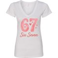 thumbnail image 3 of Inktastic 67th Birthday Celebration Hearts Women's V-Neck T-Shirt, 3 of 5