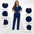 thumbnail image 3 of VIAOLI  Scrub for Women Set Y-neck Scrub Top & Cargo Pants, Breathable, Quick Drying, 3 of 6
