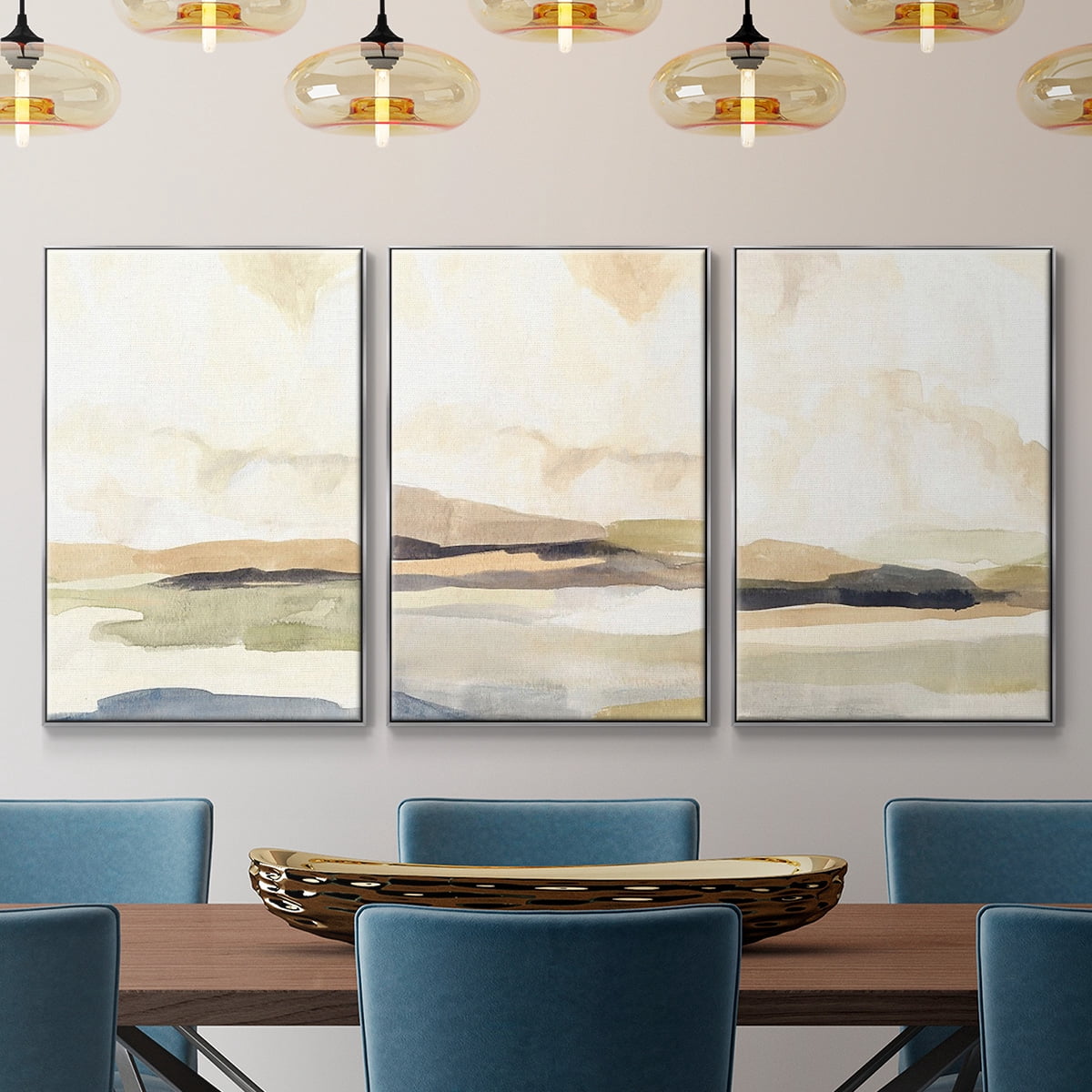 Abstract Neutral Tone Framed Wall Art – Slate Movement I – Premium Gallery Wrapped Canvas, L Floating Frame, 3 Piece Set, Ready to Hang
