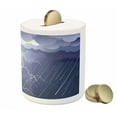 thumbnail image 3 of Night Piggy Bank, Lightning Strike Thunderstorm in the Air at Dark Night Rainy Electric Force Bolts Image, Ceramic Coin Bank Money Box for Cash Saving, 3.6" X 3.2", Blue, by Ambesonne, 3 of 4
