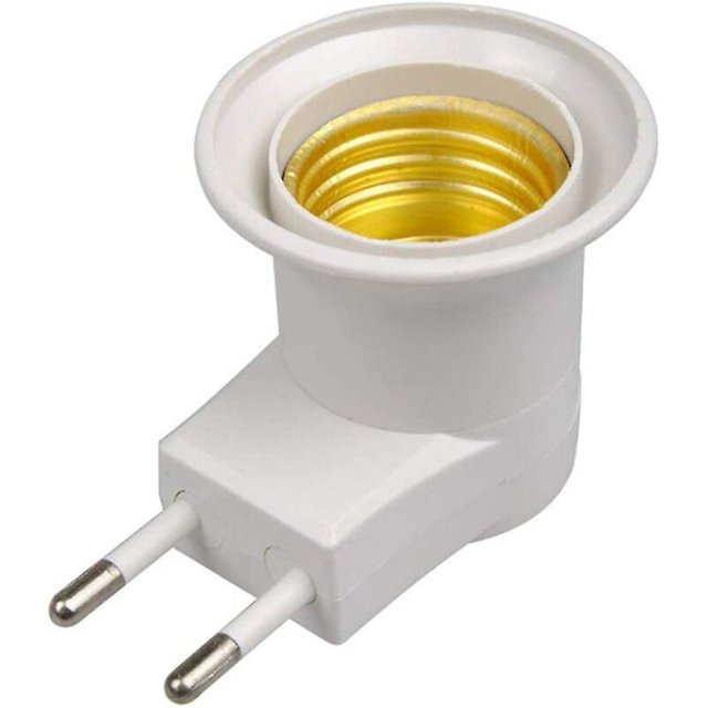 Lámpara LED E27 Tipo de enchufe macho Adaptador de enchufe de la UE Convertidor para portalámparas con botón de encendido/apagado (blanco)