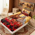 thumbnail image 5 of Erosebridal 3D Horse Twin Sheet Sets, Red Blossoms Bedding, 3pcs (1 Flat Sheet, 1 Fitted Sheet and 1 Pillowcase), 5 of 6