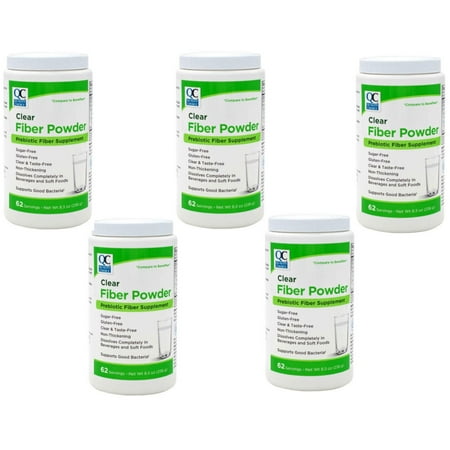 5 Pack - Quality Choice Clear Prebiotic Fiber Supplement Powder for Digestive Health 62 Servings, 8.3 Ounces - Ideal for Adults & Children 6 & Up