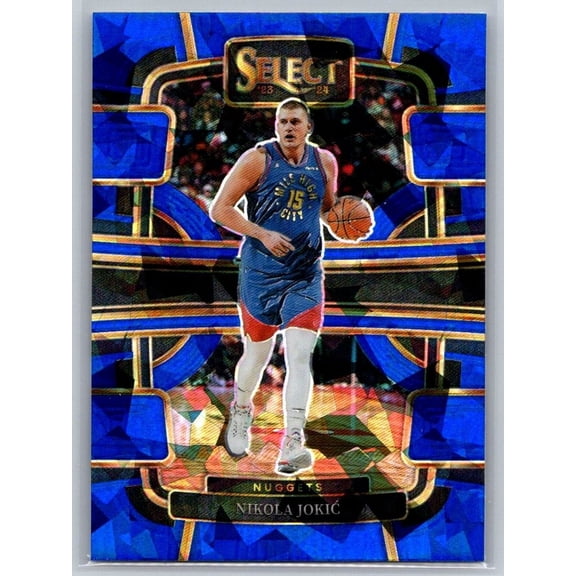 2023-24 Panini Select Nikola Jokic #32 Blue Cracked Ice Prizms Basketball Card