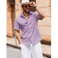 thumbnail image 4 of COOFANDY Men's Button Down Shirt Short Sleeve Casual Stylish No Tuck Shirt for Men, 4 of 6