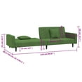 thumbnail image 4 of vidaXL 2-Seater Sofa Bed with Two Pillows Dark Green Velvet, 4 of 5