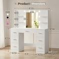 thumbnail image 4 of Lacoo Vanity Desk with Mirror and LED Lights, Makeup Vanity with 7 Drawers & 4 Shelves, Vanity Table with Power Outlet for Bedroom Dressing Room, White, 4 of 8