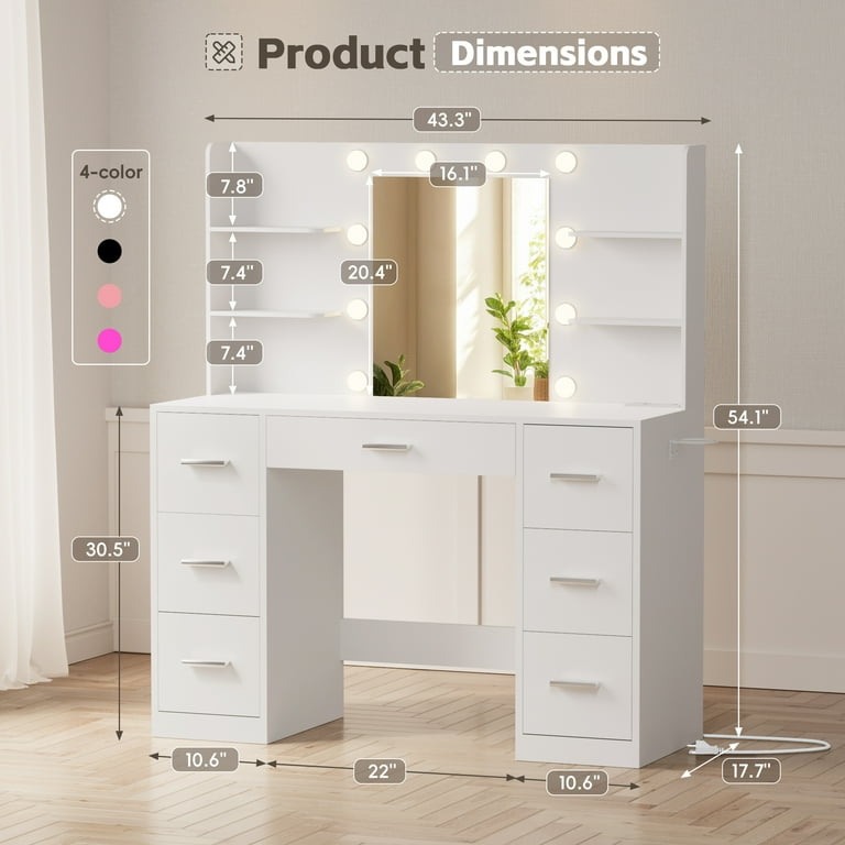 Buy Irontar Vanity Table, akeup Table with Lighted irror, 3 Color