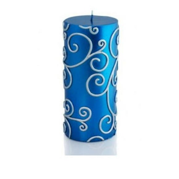 CPS-008-12 Bougie Pilier à Volutes Bleue 3 x 6 Po -12 Pcs-Case - en Vrac